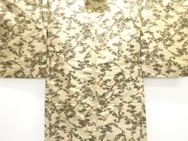 JAPANESE ANTIQUE HAORI / TAISHO ROMAN STYLE / SILK / MEISEN / WOVEN ABSTRACT